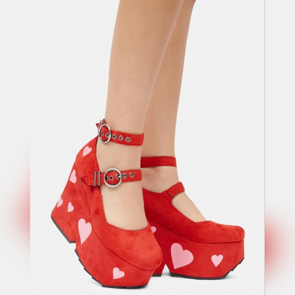 Lamoda Red Melt My Heart Chunky Platform Heels
